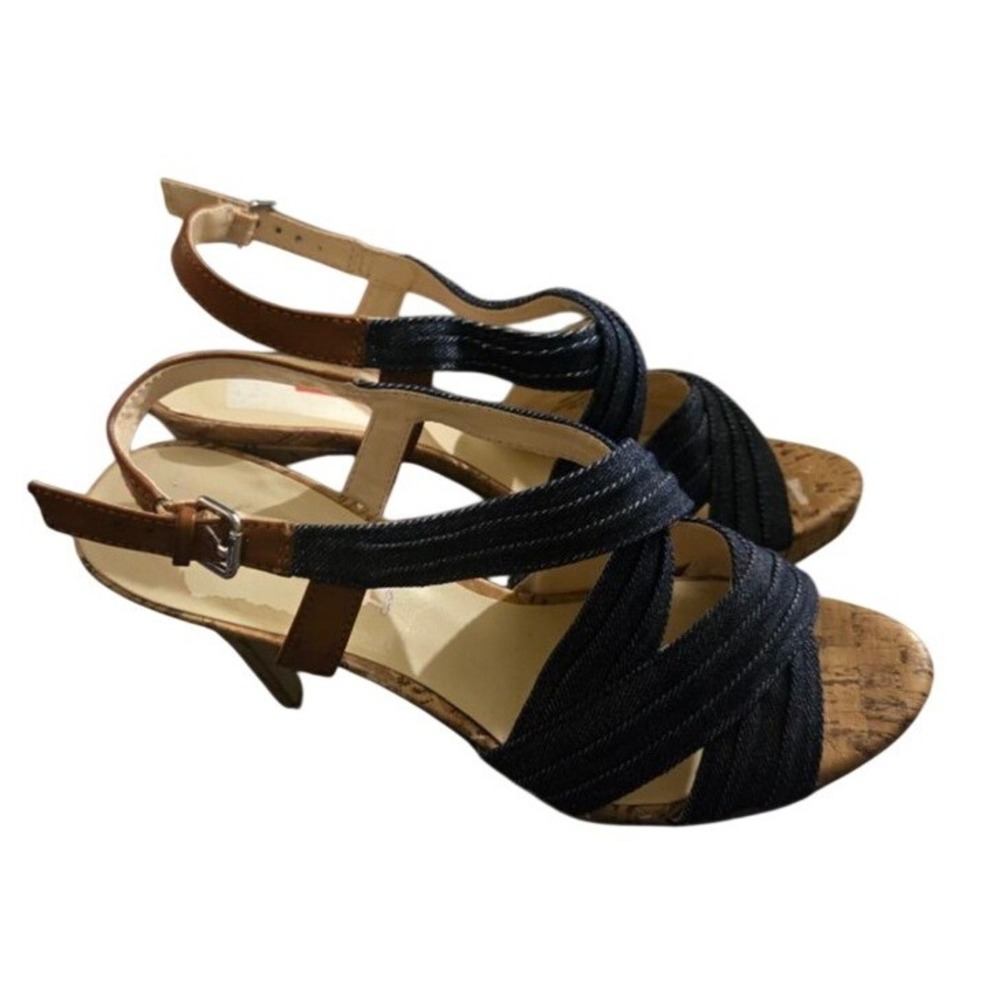 Unisa Women's Denim Cork Wedge Sandals‎ — Size 8.5